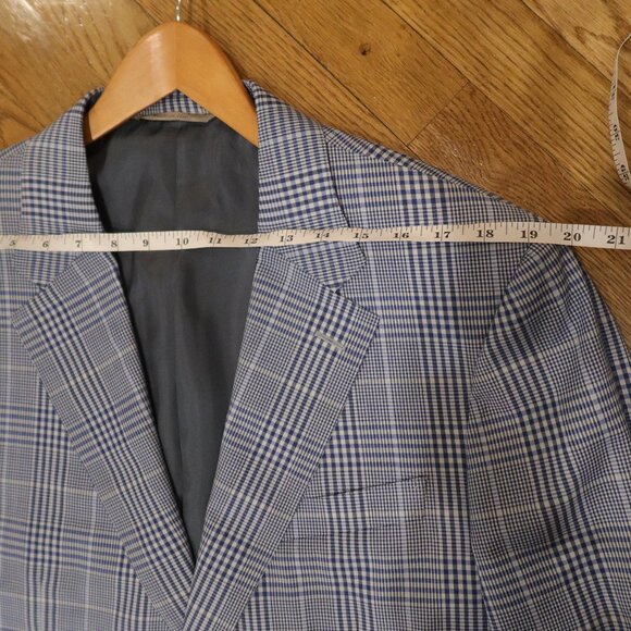 CANALI blue white check plaid blazer wool sport coat preppy old money 40R office - Picture 7 of 11